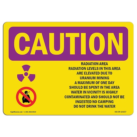 Signmission OSHA RADIATION, Radiation Area Radiation Levels W/ Symbol, 18in X 12inPlastic, CR-P-1218-L-10157 OS-CR-P-1218-L-10157